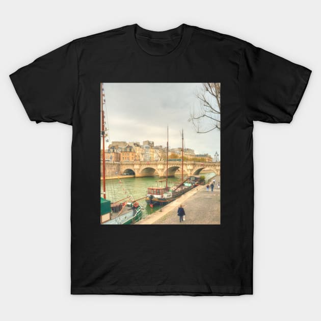 Boats & Pont Neuf T-Shirt by Michaelm43